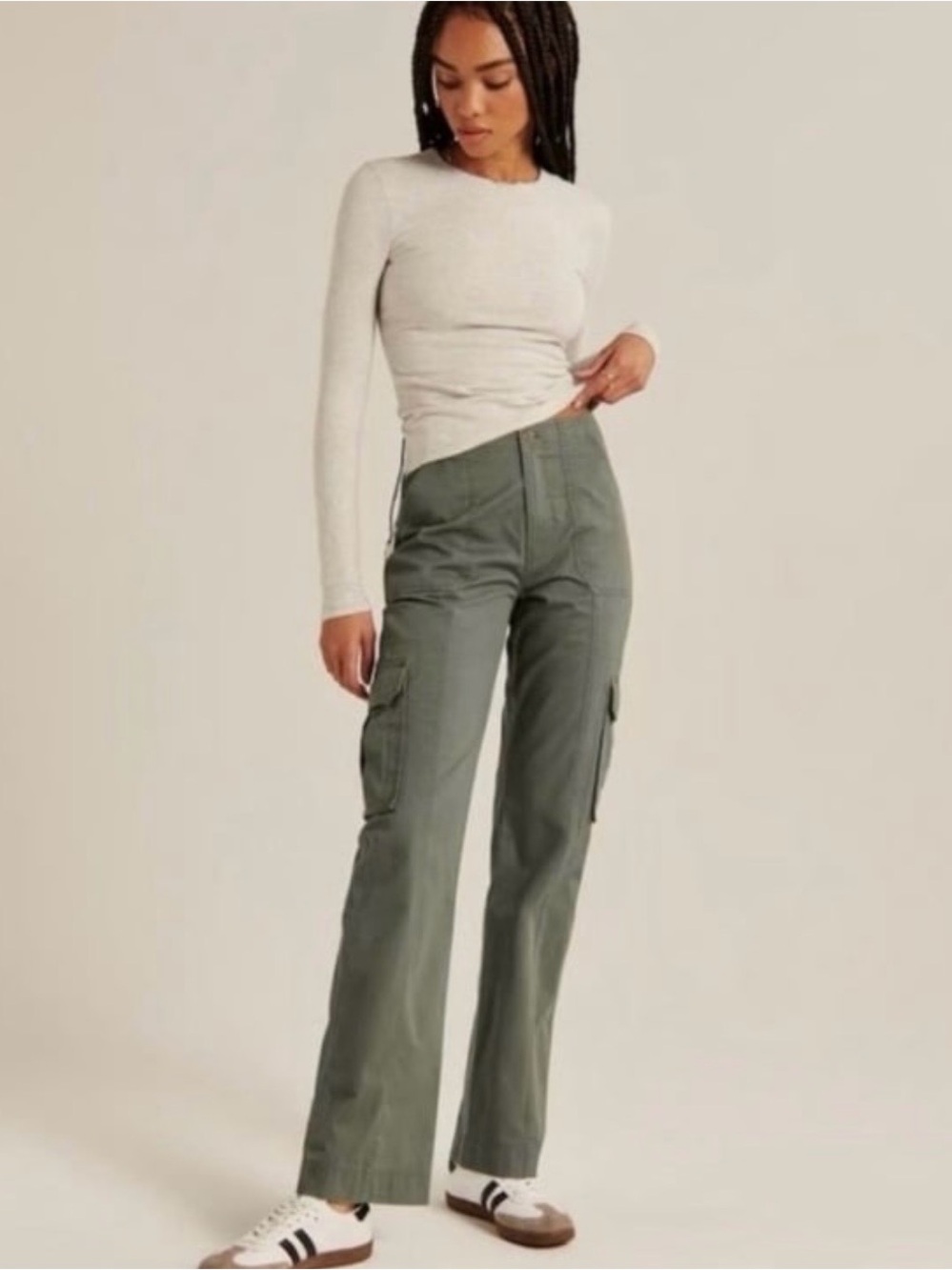 Abercrombie & Fitch Olive Green High-Rise Cargo Pants